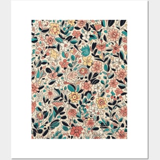 Floral Pattern Colorful Cartoon: Playful Floral Cartoons Posters and Art